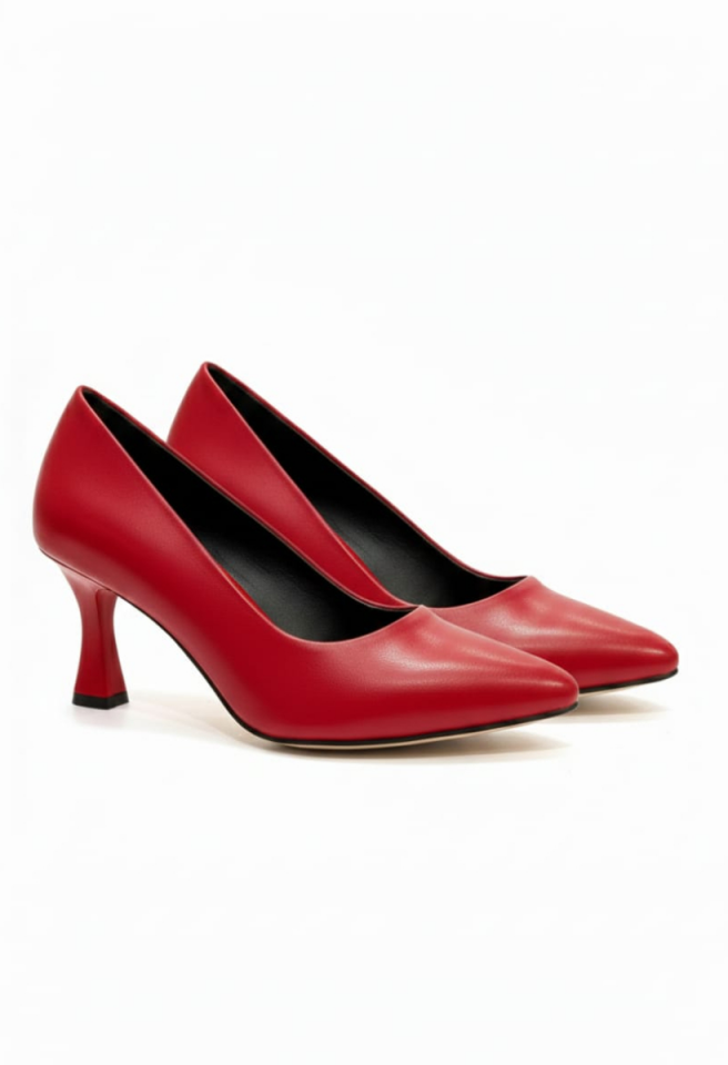 KADIN KADEH TOPUKLU RAHAT ŞIK STİLETTO AYAKKABI 40 - KIRMIZI