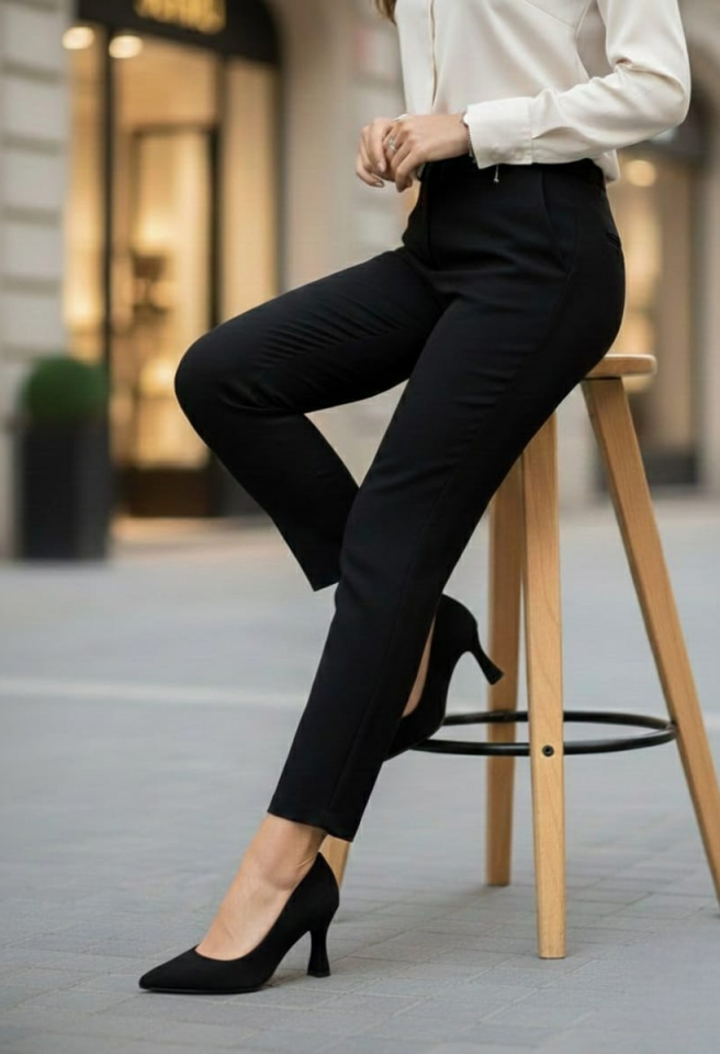 KADIN KADEH TOPUKLU RAHAT ŞIK STİLETTO AYAKKABI 40 - SİYAH SÜET