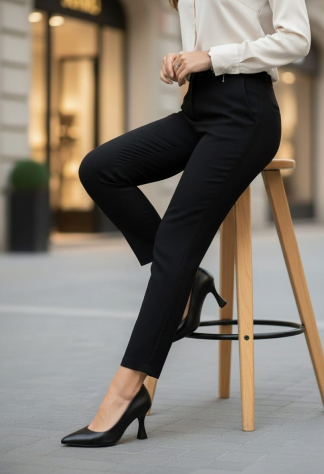 KADIN KADEH TOPUKLU RAHAT ŞIK STİLETTO AYAKKABI 39 - SİYAH CİLT