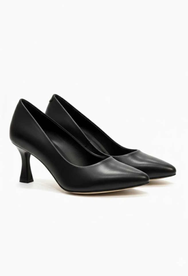 KADIN KADEH TOPUKLU RAHAT ŞIK STİLETTO AYAKKABI 39 - SİYAH CİLT