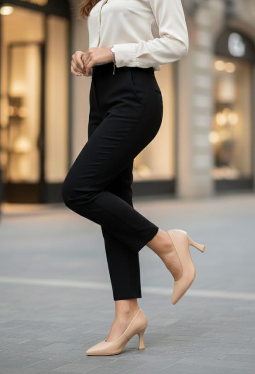 KADIN KADEH TOPUKLU RAHAT ŞIK STİLETTO AYAKKABI 40 - NUDE