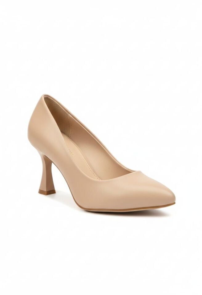 KADIN KADEH TOPUKLU RAHAT ŞIK STİLETTO AYAKKABI 40 - NUDE