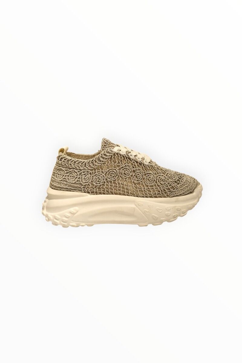 KADIN GÜPÜR DETAYLI BAĞCIKLI SNEAKER GRİ - 40