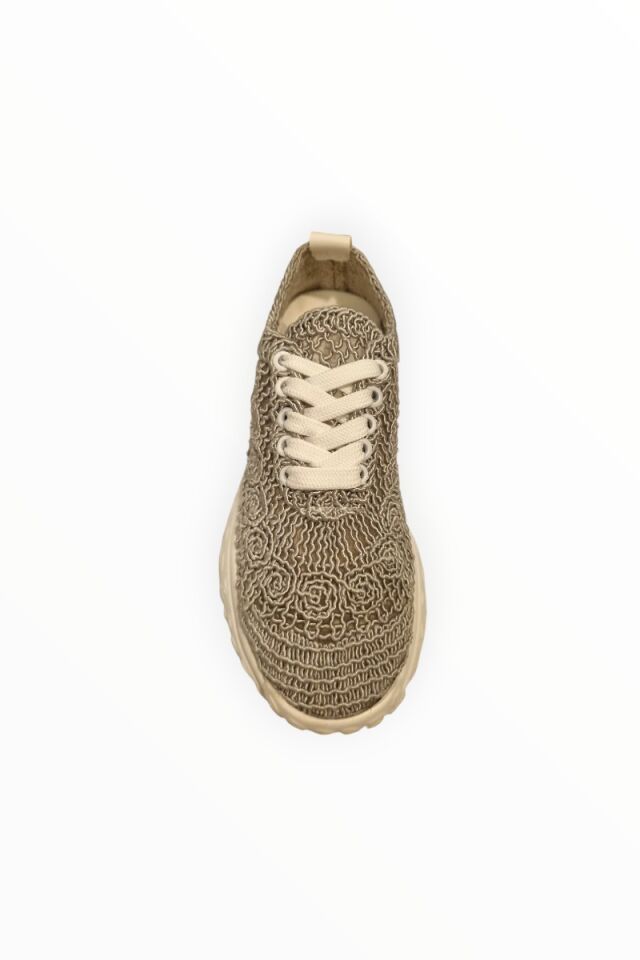 KADIN GÜPÜR DETAYLI BAĞCIKLI SNEAKER GRİ - 40