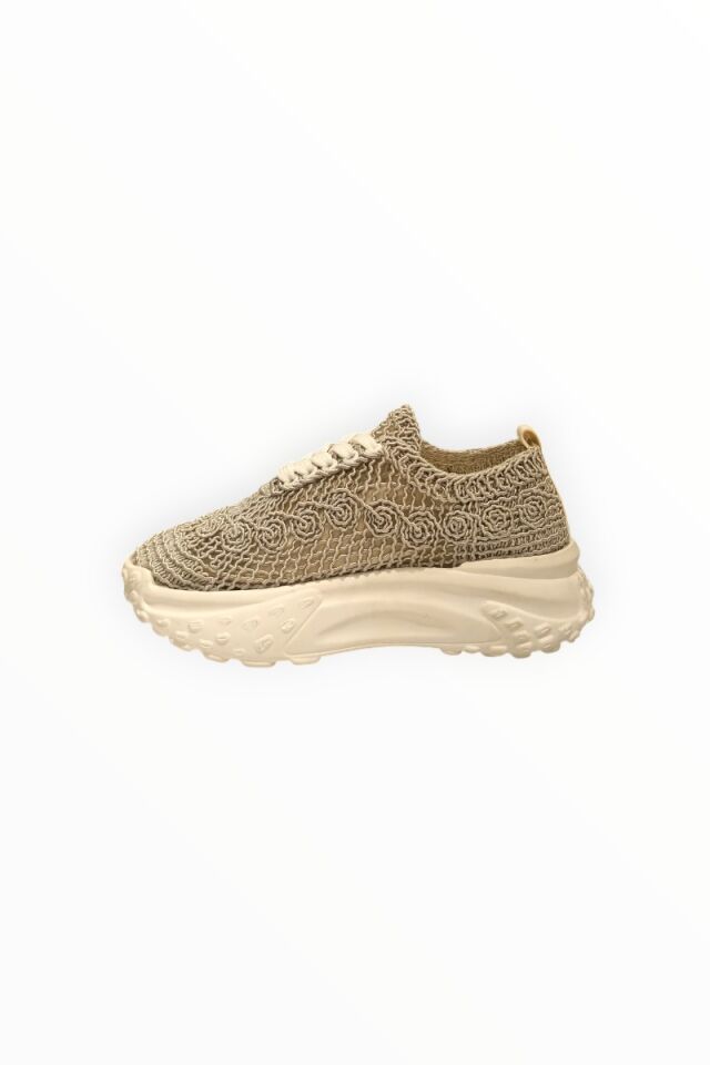 KADIN GÜPÜR DETAYLI BAĞCIKLI SNEAKER GRİ - 40