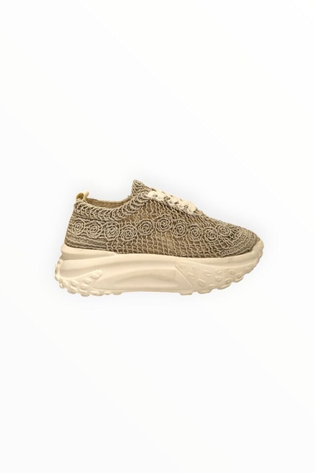 KADIN GÜPÜR DETAYLI BAĞCIKLI SNEAKER GRİ - 40