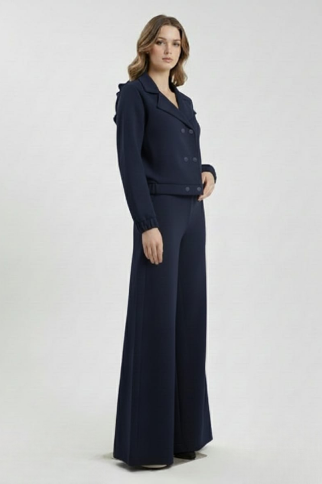 KADIN CEKET BOL PAÇA PANTOLON ALT ÜST TAKIM 2XL - KOYU LACİVERT