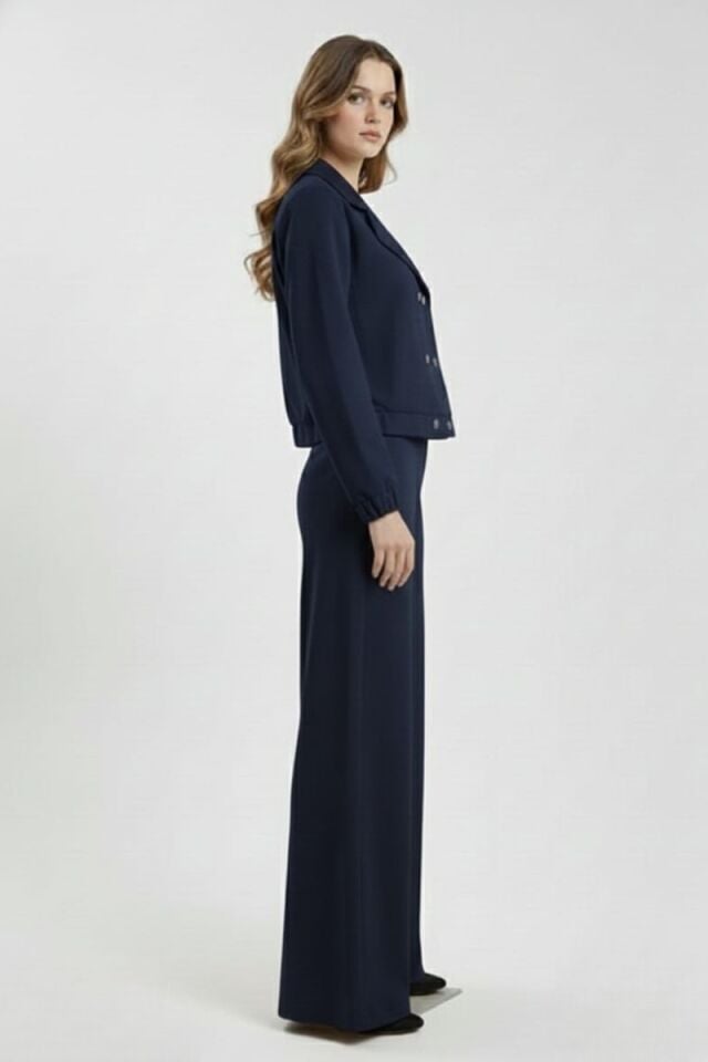 KADIN CEKET BOL PAÇA PANTOLON ALT ÜST TAKIM 2XL - KOYU LACİVERT