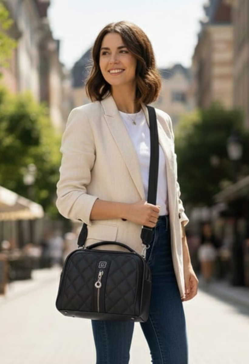 KADIN ÇAPRAZ İKİ BÖLMELİ EL OMUZ ÇANTASI SİYAH