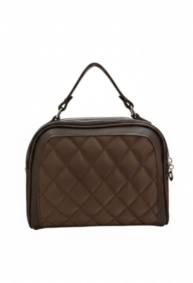 KADIN ÇAPRAZ İKİ BÖLMELİ EL OMUZ ÇANTASI KOYU KAHVE