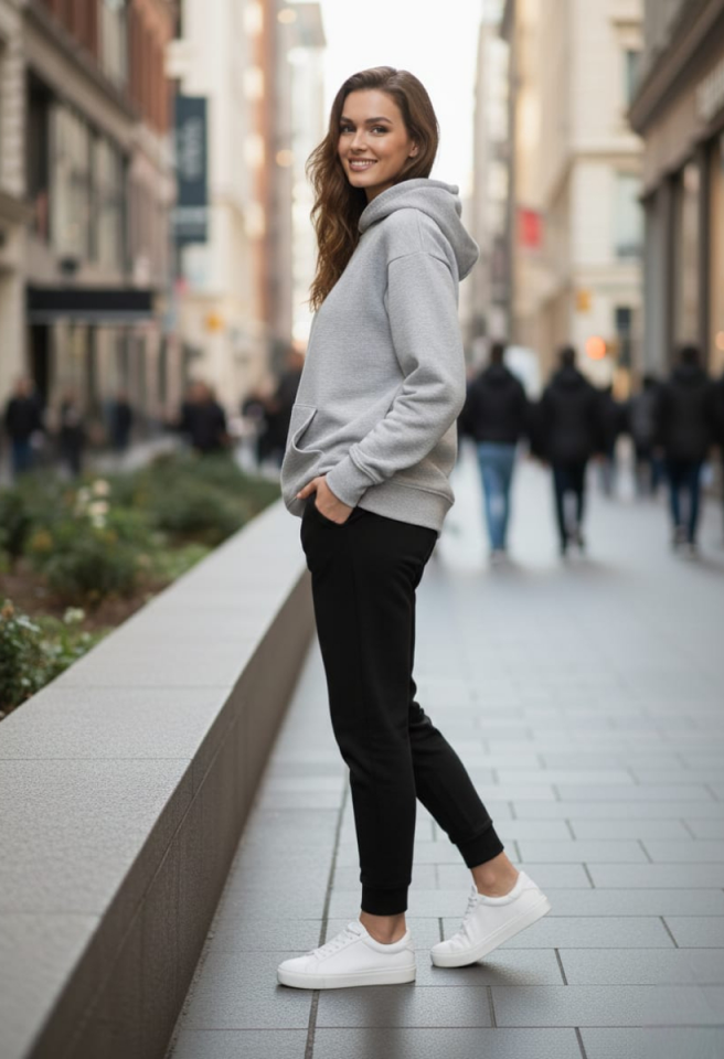 KADIN KAPÜŞONLU EŞOFMAN ÜSTÜ SWEATSHİRT XL - GRİ