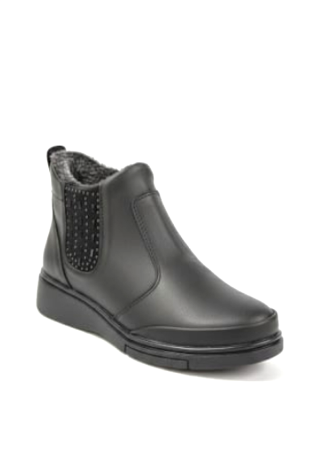 KADIN SİYAH ORTOPEDİK TABANLI İÇİ KÜRKLÜ TAŞ DETAYLI KIŞLIK BOT & BOOTİE 40 - SİYAH