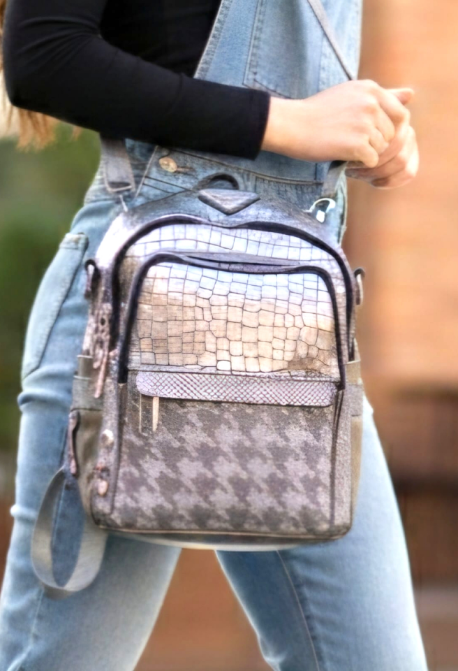 KADIN SIRT VE OMUZ ÇANTASI PLATİN GRİ