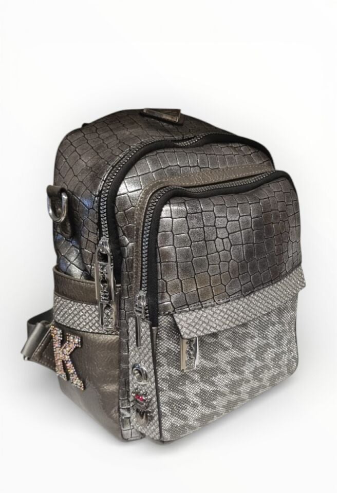 KADIN SIRT VE OMUZ ÇANTASI PLATİN GRİ