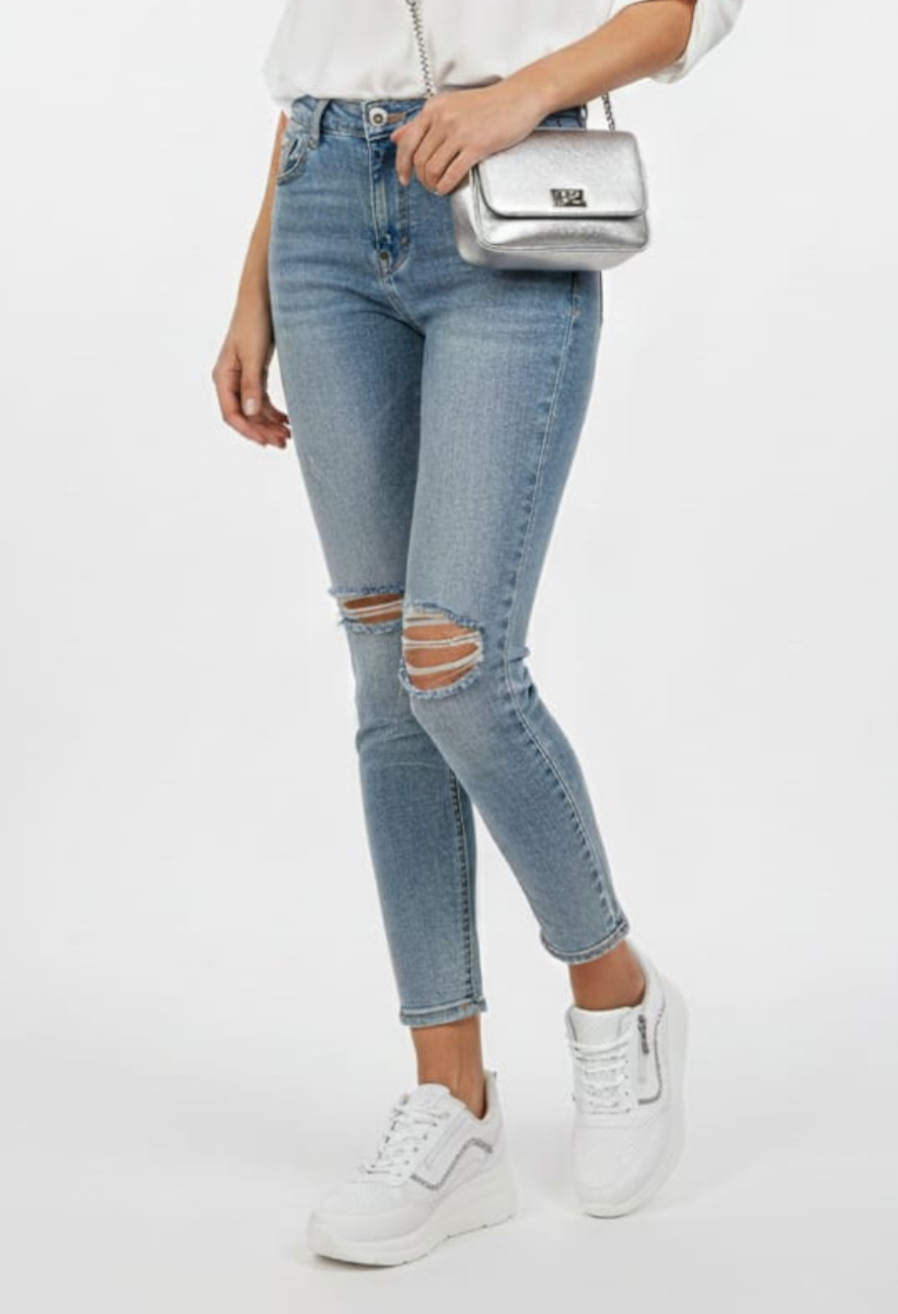 KADIN TAŞ DETAYLI  DOLGU TOPUK FERMUARLI BAĞCIKLI GÜNLÜK SPOR AYAKKABI 40 - BEYAZ