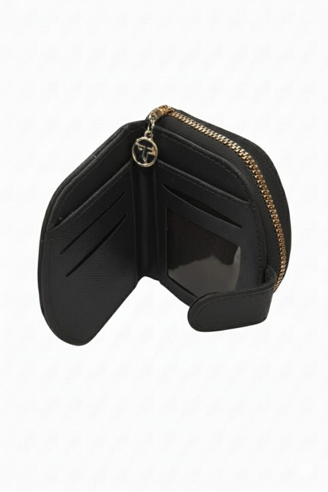 KADIN ÇITÇITLI PARA VE KART BÖLMELİ MİNİ CÜZDAN SİYAH - STANDART