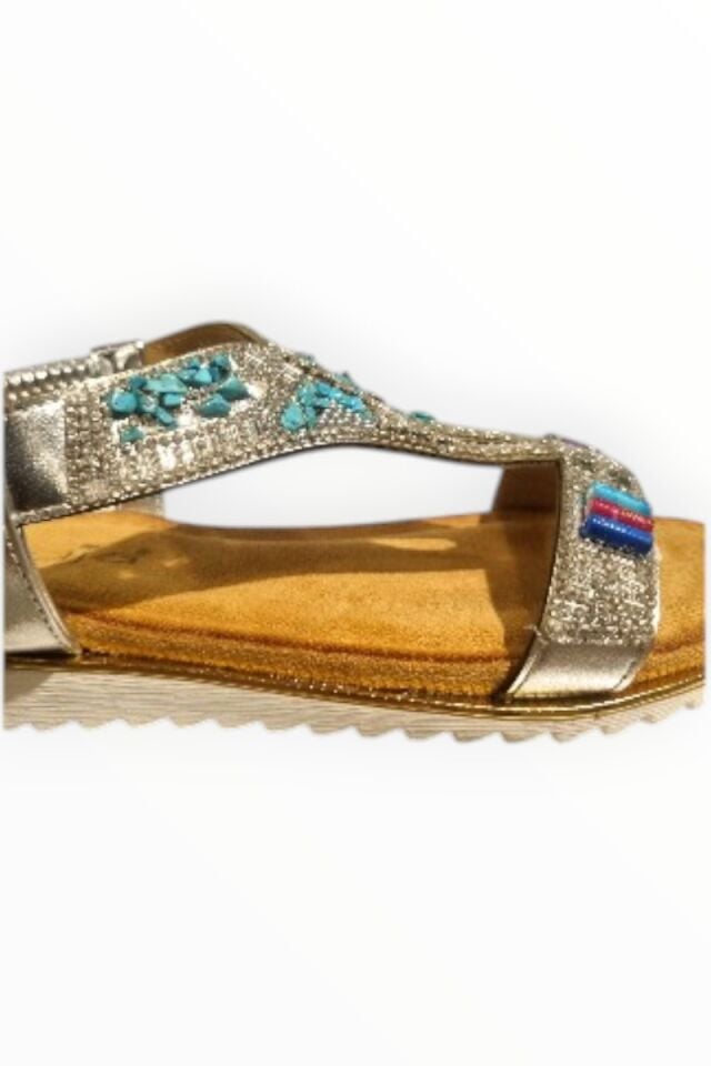 KADIN TAŞLI SANDALET GÜMÜŞ - 40