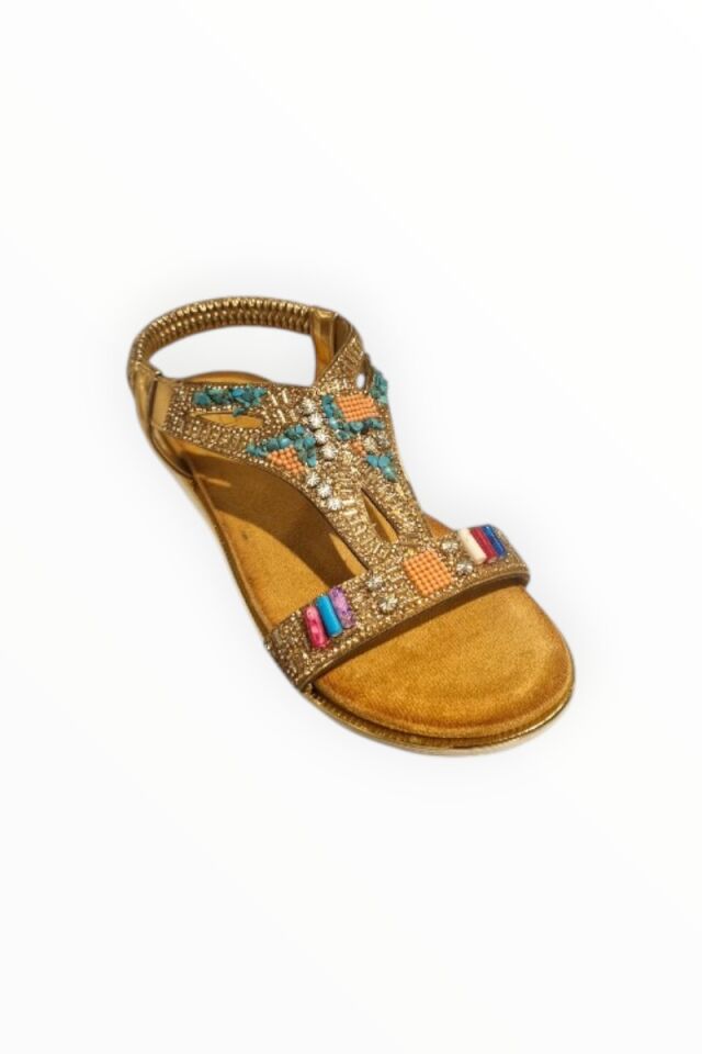 KADIN TAŞLI SANDALET BRONZ - 40