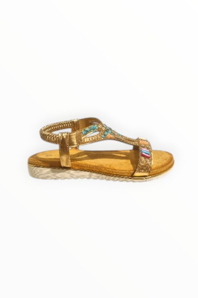 KADIN TAŞLI SANDALET BRONZ - 40