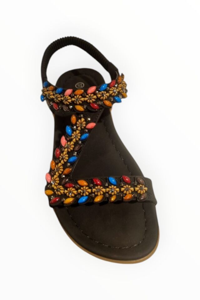 KADIN BOCUK DETAYLI SANDALET SİYAH - 40