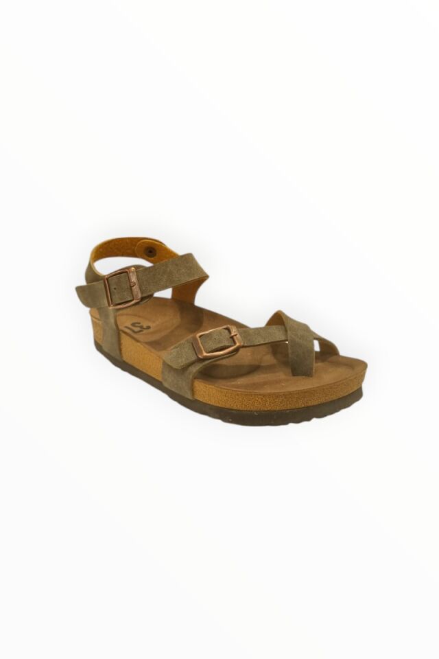 KADIN PARMAK ARASI NUBUK SANDALET HAKİ - 40