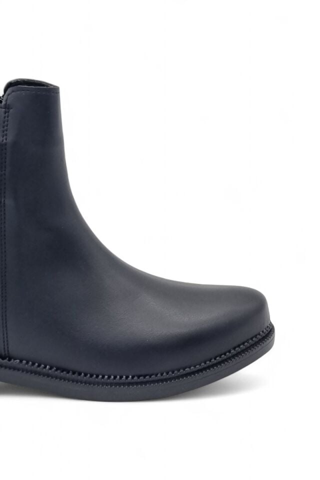 KADIN ALÇAK TABAN FERMUARLI ÇİFT TOKA DETAYLI SİYAH BOT