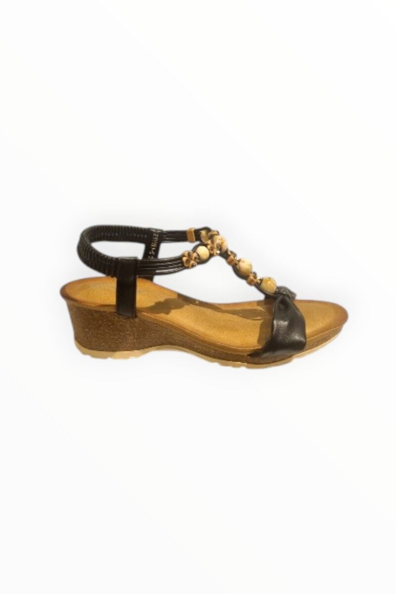 KADIN DOLGU TOPUKLU SANDALET SİYAH - 40