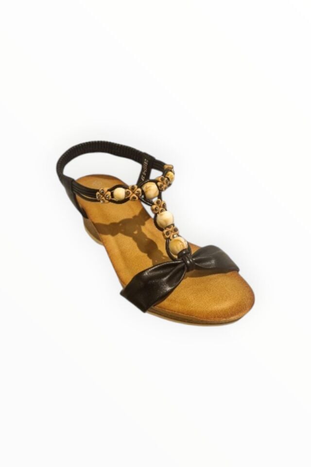KADIN DOLGU TOPUKLU SANDALET SİYAH - 40