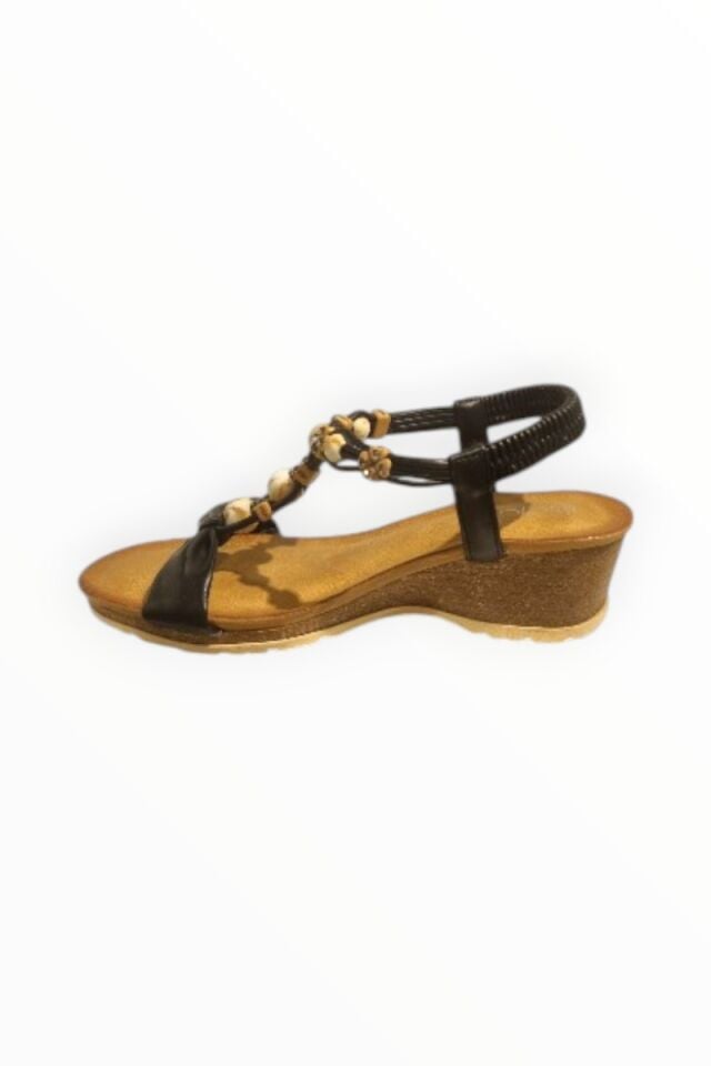 KADIN DOLGU TOPUKLU SANDALET SİYAH - 40