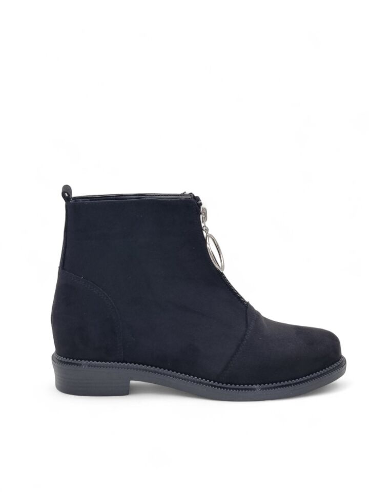 KADIN FERMUARLI HALKA AKSESUAR DETAYLI BOT SİYAH - 36 - SÜET