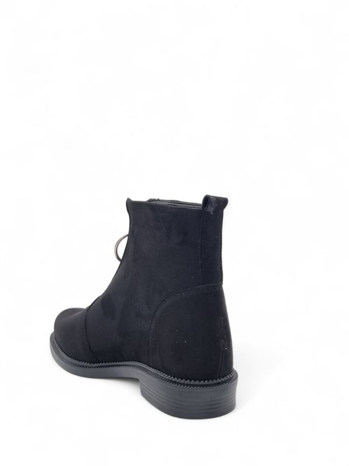 KADIN FERMUARLI HALKA AKSESUAR DETAYLI BOT SİYAH - 36 - SÜET