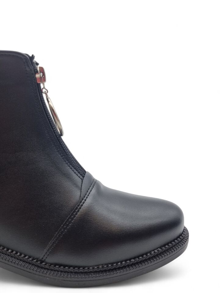 KADIN FERMUARLI HALKA AKSESUAR DETAYLI BOT SİYAH - 39 - CİLT