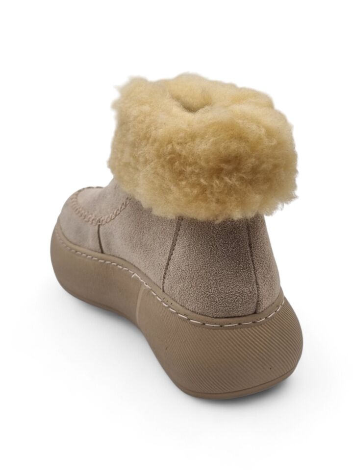 KADIN KALIN TABAN KÜRK ASTARLI ÖNDEN FERMUARLI BOT BEJ  - 36