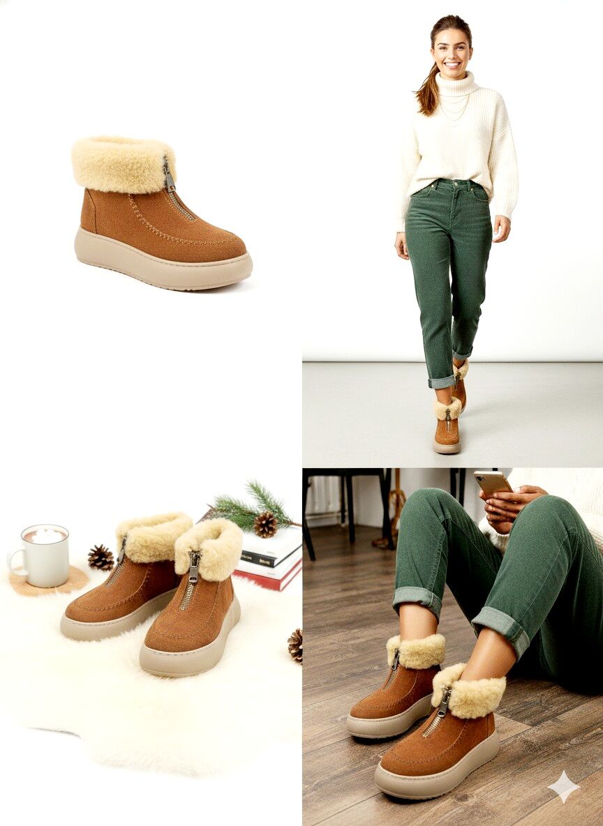 KADIN KALIN TABAN KÜRK ASTARLI ÖNDEN FERMUARLI BOT TABA - 40