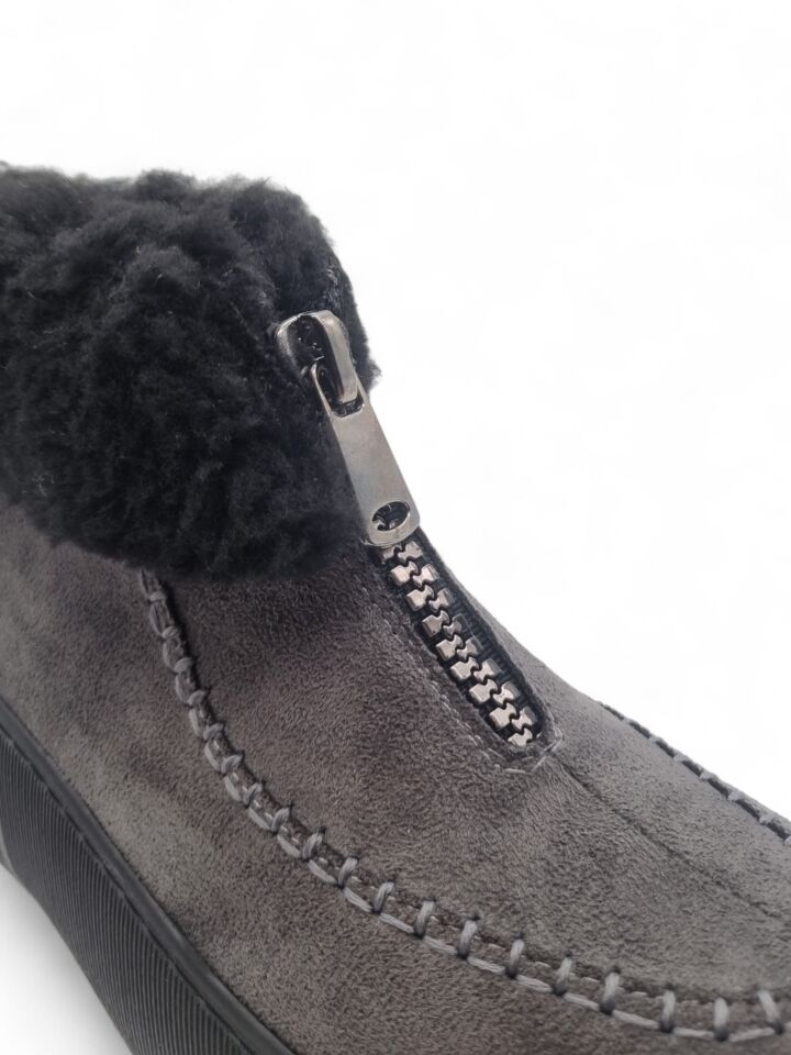 KADIN KALIN TABAN KÜRK ASTARLI ÖNDEN FERMUARLI BOT GRİ - 36