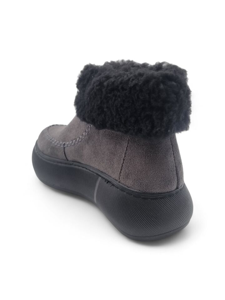 KADIN KALIN TABAN KÜRK ASTARLI ÖNDEN FERMUARLI BOT GRİ - 40