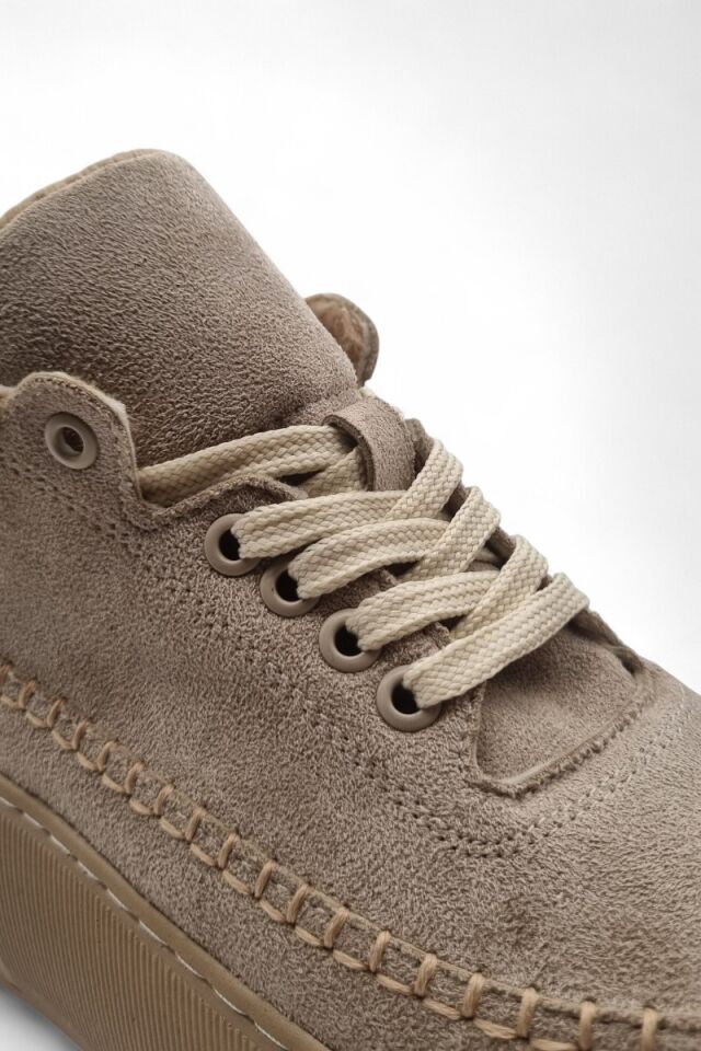 KADIN KALIN TABAN KÜRK ASTARLI BAĞCIKLI BOT BEJ  - 40