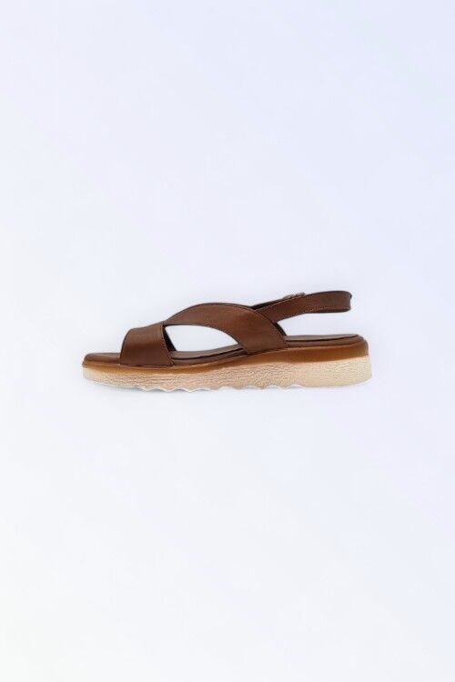 KADIN HAKİKİ DERİ SANDALET TABA - 40