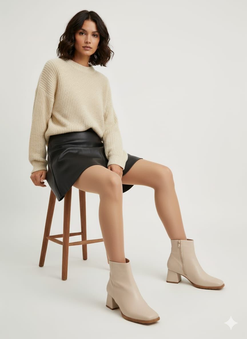 KADIN GÜNLÜK ŞIK KÜT BURUN TOPUKLU BOT