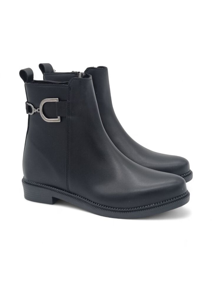 KADIN ALÇAK TABANLI TOKA DETAYLI FERMUARLI BOT SİYAH - 40