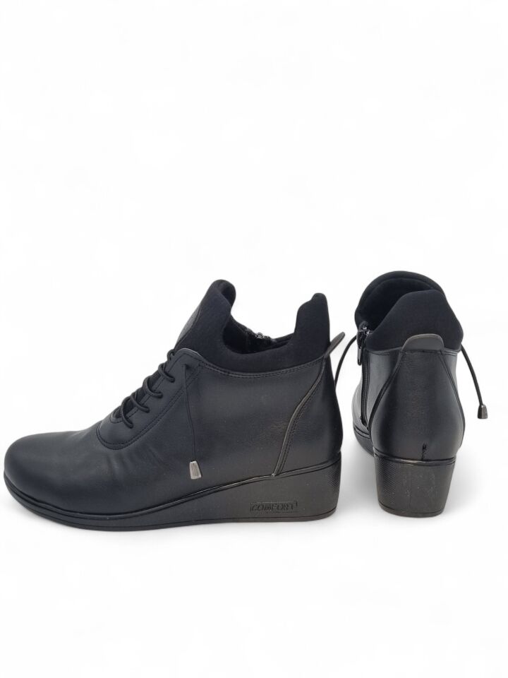 KADIN AKILLI (LASTİK) BAĞCIKLI POLİ TABANLI RAHAT BOT SİYAH - 40