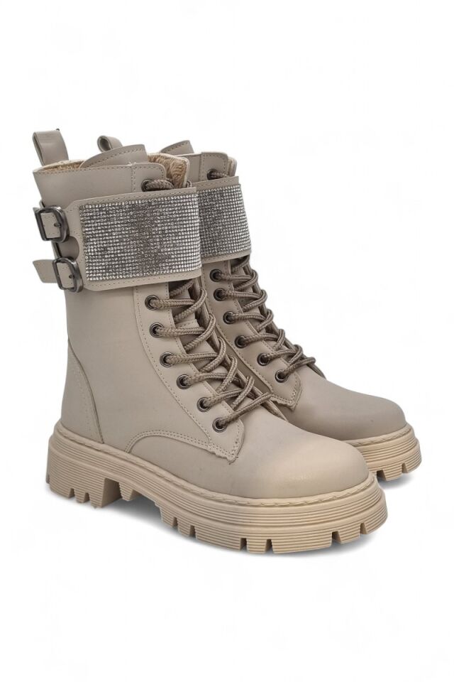 KADIN ÇİFT TOKALI TAŞLI BAĞCIKLI VE FERMUARLI TERMO TABANLI BOT