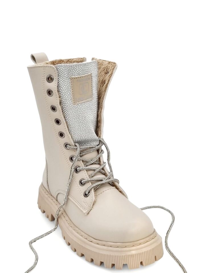 KADIN TAŞLI BAĞCIKLI FERMUARLI TERMO TABAN POSTAL BOT 36 - BEJ