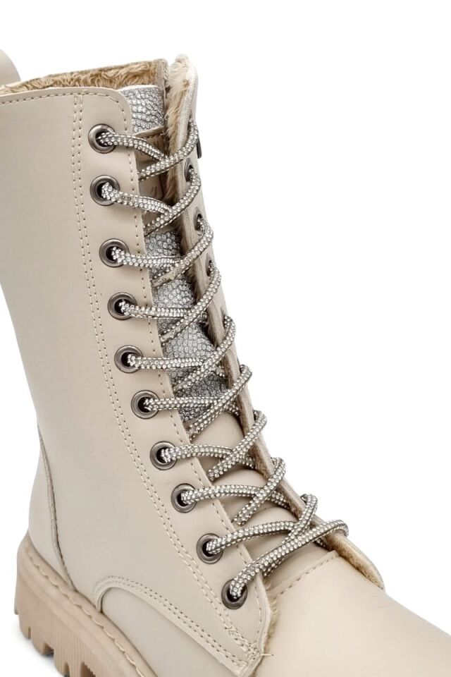 KADIN TAŞLI BAĞCIKLI FERMUARLI TERMO TABAN POSTAL BOT 36 - BEJ