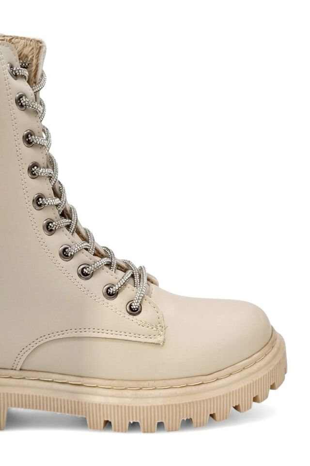 KADIN TAŞLI BAĞCIKLI FERMUARLI TERMO TABAN POSTAL BOT 36 - BEJ