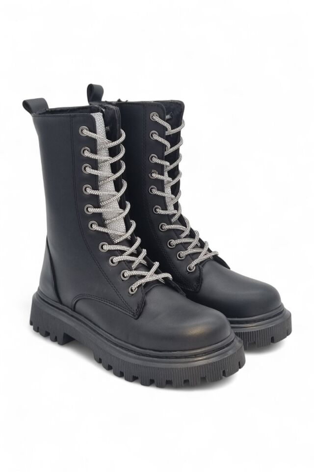 KADIN TAŞLI BAĞCIKLI FERMUARLI TERMO TABAN POSTAL BOT 36 - SİYAH