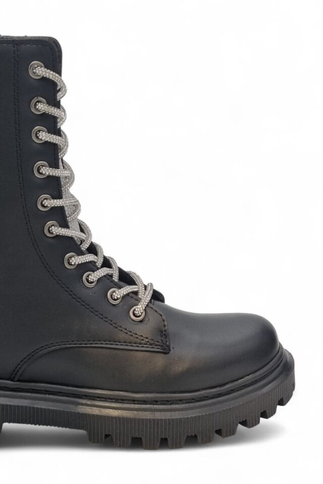 KADIN TAŞLI BAĞCIKLI FERMUARLI TERMO TABAN POSTAL BOT 36 - SİYAH