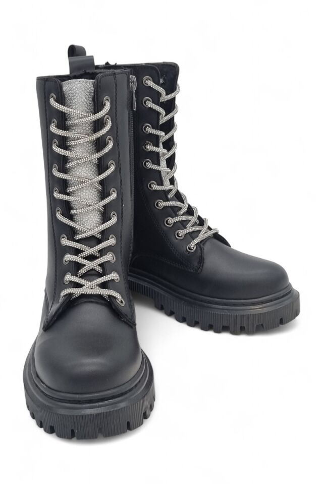 KADIN TAŞLI BAĞCIKLI FERMUARLI TERMO TABAN POSTAL BOT 40 - SİYAH