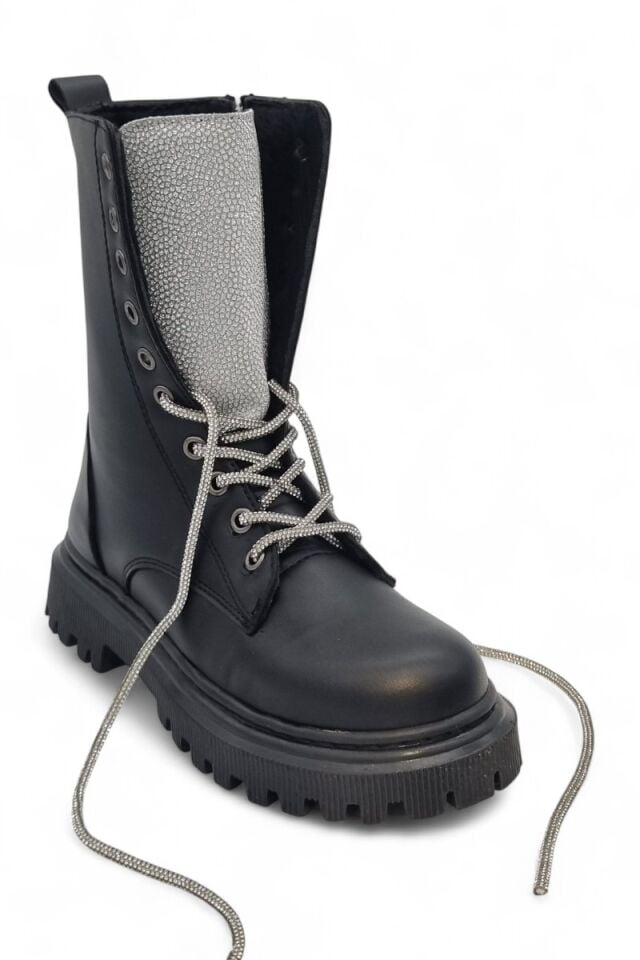 KADIN TAŞLI BAĞCIKLI FERMUARLI TERMO TABAN POSTAL BOT 40 - SİYAH