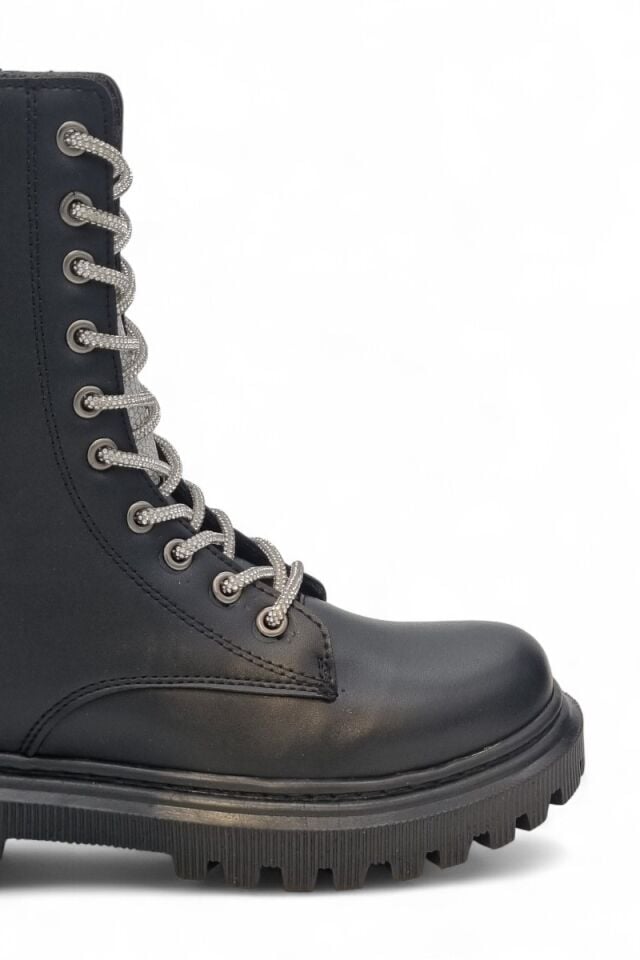 KADIN TAŞLI BAĞCIKLI FERMUARLI TERMO TABAN POSTAL BOT 40 - SİYAH